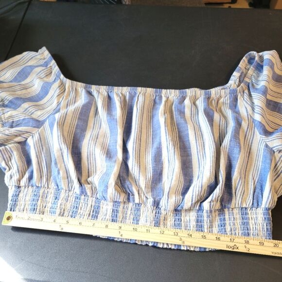 New Torrid Linen Striped Off Shoulder Crop Top 5 5X - Picture 8 of 12